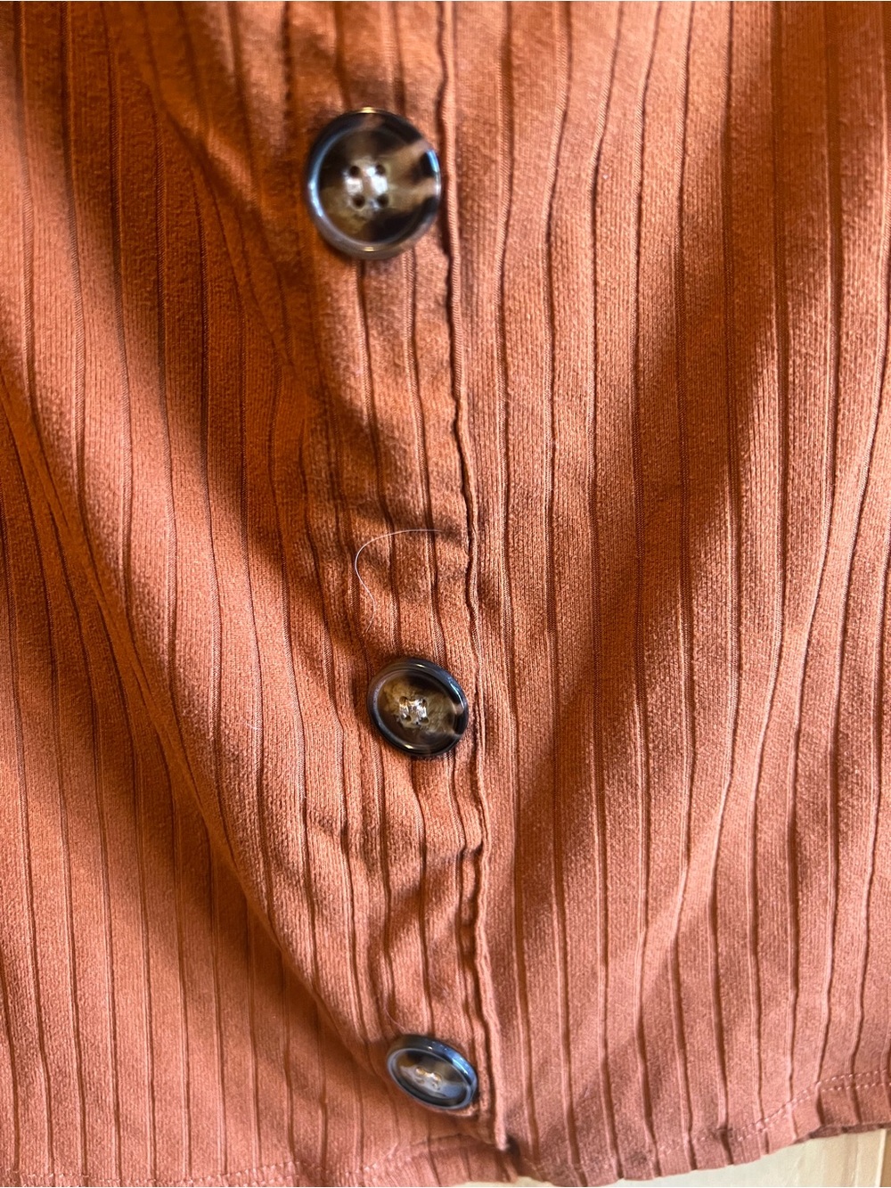 Rue21 Rust Brown Ribbed Faux Button-Front Off The Shoulder Long Sleeve Top XL - Picture 5 of 5